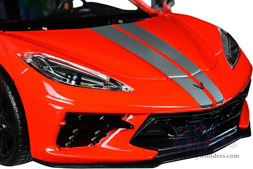 Showcasts®  Collectibles - Chevrolet® Corvette® C8 Stingray Hardtop (2020, 1/24 scale diecast model car, Torch Red/Silver stripes) 71360R MAP: $22.99