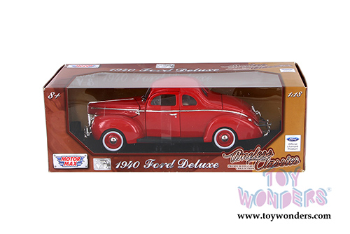 Motormax Timeless Classics -  Ford Coupe Deluxe Hard Top (1940, 1/18 scale diecast model car, Red) 73108TC/R