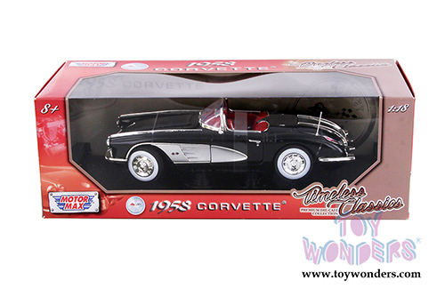 Motormax  Timeless Classics - Chevy Corvette&reg; Convertible (1958, 1/18 scale diecast model car, Black) 73109TC/BK
