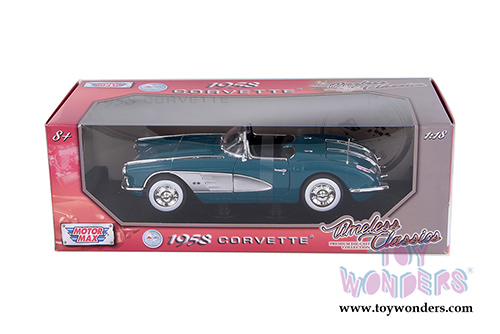 Motormax  Timeless Classics - Chevy Corvette&reg; Convertible (1958, 1/18 scale diecast model car, Blue) 73109TC/BU