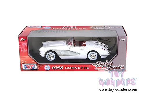 Motormax Timeless Classics -  Chevy Corvette Convertible (1958, 1/18 scale diecast model car, White) 73109TC/W