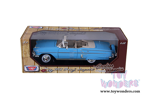 Motormax Timeless Classics - Chevy&reg; Impala&trade; Convertible (1958, 1/18 scale diecast model car, Blue) 73112TC/BU