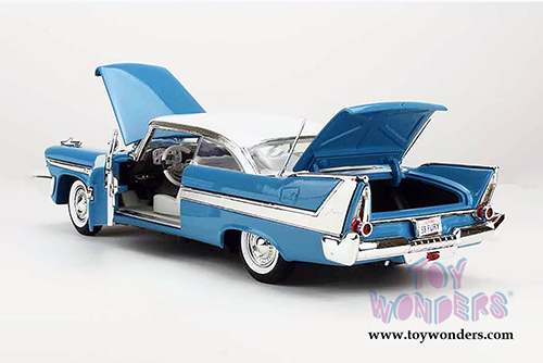 Motormax Timeless Legends - Plymouth Fury Hard Top (1958, 1/18 scale diecast model car, Light Blue) 73115AC/BU
