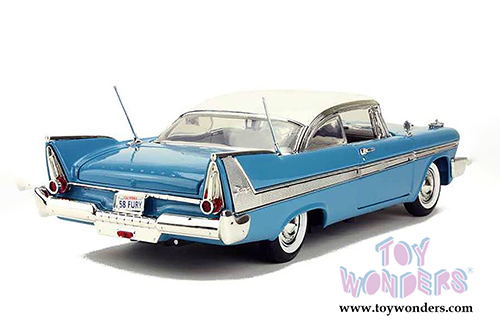 Motormax Timeless Legends - Plymouth Fury Hard Top (1958, 1/18 scale diecast model car, Light Blue) 73115AC/BU