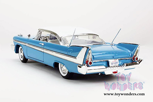 Motormax Timeless Legends - Plymouth Fury Hard Top (1958, 1/18 scale diecast model car, Light Blue) 73115AC/BU