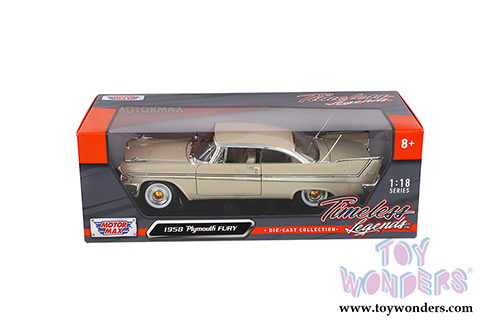 Motormax Timeless Legends - Plymouth Fury Hard Top (1958, 1/18 scale diecast model car, Yellow) 73115AC/YL