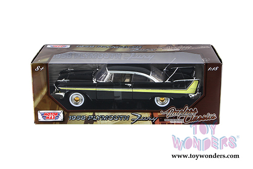 Motormax Timeless Classics -  Plymouth Fury Hard Top (1958, 1/18 scale diecast model car, Black) 73115TC/BK