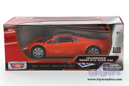Motormax - Volkswagen Nardo W12 Show Car See-Through Sportsroof (1/18 scale diecast model car, Orange) 73141OR/4