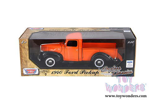 Motormax Timeless Classics - Ford Pick Up (1940, 1/18 scale diecast model car, Orange) 73170TC/OR