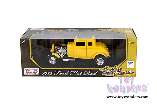 Motormax Timeless Classics -  Ford Hot Rod Hardtop (1932, 1/18 scale diecast model car, Yellow) 73172TC/YL