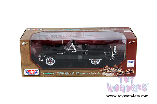 Motormax Timeless Classics -  Ford Thunderbird Convertible (1956, 1/18 scale diecast model car, Black) 73173TC/BK