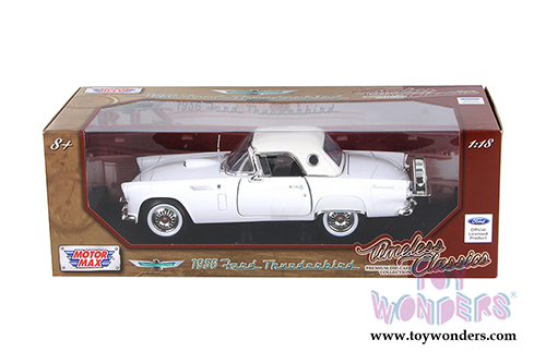 Motormax Timeless Classics - Ford Thunderbird Convertible w/ Removable Bonnet (1956, 1/18 scale diecast model car, White) 73176TC/W