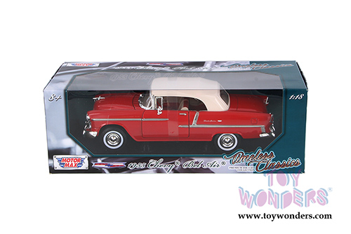 Motormax Timeless Classics - Chevy Bel Air Closed Convertible (1955, 1/18 scale diecast model car, Red) 73184TC/R