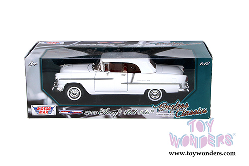 Motormax Timeless Classics - Chevy Bel Air Closed Convertible (1955, 1/18 scale diecast model car, White) 73184TC/W