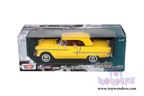 Motormax Timeless Classics - Chevy Bel Air Closed Convertible (1955, 1/18 scale diecast model car, Yellow) 73184TC/YL