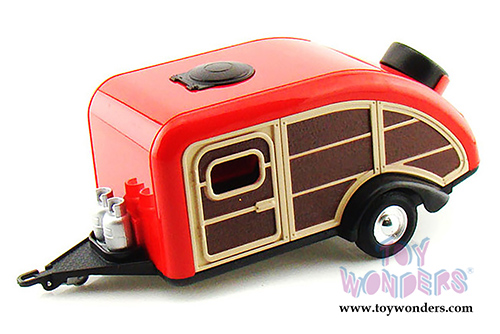 Motormax Premium American - Ford Pickup Truck w/ Teardrop Trailer (1940, 1/24 scale diecast model car, Red) 73234/083