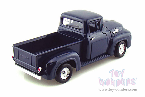 Motormax Premium American - Ford F-100 Pickup Truck w/ Teardrop Trailer (1956, 1/24 scale diecast model car, Blue) 73235/083