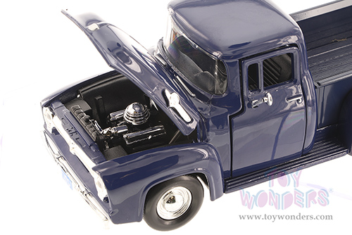 Motormax Premium American - Ford F-100 Pickup Truck w/ Teardrop Trailer (1956, 1/24 scale diecast model car, Blue) 73235/083