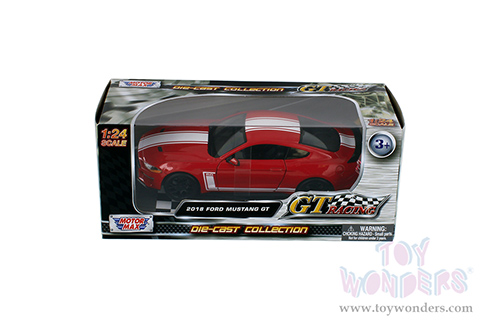 Motormax GT Racing - Ford Mustang GT Hardtop (2018, 1/24 scale diecast model car, Red/White) 73787R