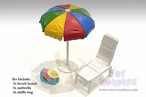 American Diorama Accessories - Beach Girls - Beach Chair & Umbrella (1/18 scale, Asstd.) 76317