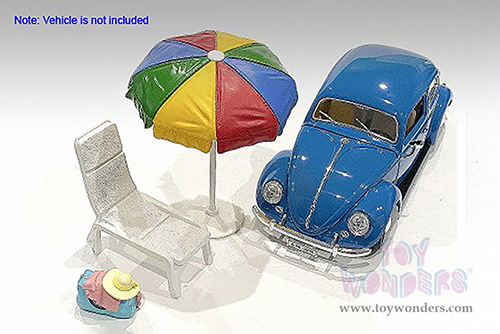 American Diorama Accessories - Beach Girls - Beach Chair & Umbrella (1/18 scale, Asstd.) 76317