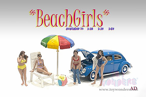 American Diorama Accessories - Beach Girls - Beach Chair & Umbrella (1/18 scale, Asstd.) 76317
