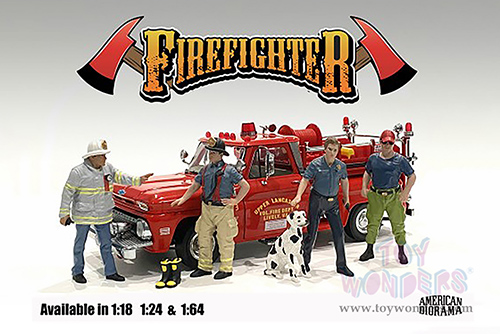 American Diorama Figurine - Firefighters | Getting Ready (1/18 scale, Gray/Beige) 76319