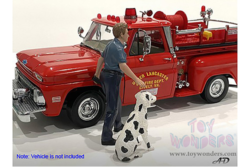 American Diorama Figurine - Firefighters | Fire Dog Training (1/24 scale, Light Blue/Blue) 76420