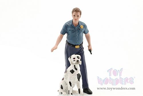 American Diorama Figurine - Firefighters | Fire Dog Training (1/24 scale, Light Blue/Blue) 76420
