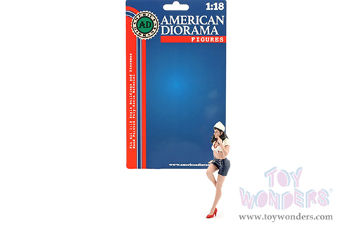American Diorama Figurine - Pin-Up Girls | Sandra (1/18 scale, White/Dark Blue) 76342