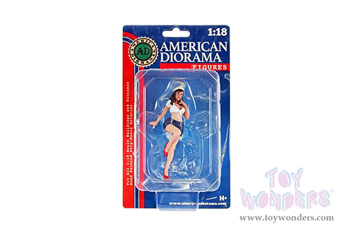American Diorama Figurine - Pin-Up Girls | Sandra (1/18 scale, White/Dark Blue) 76342