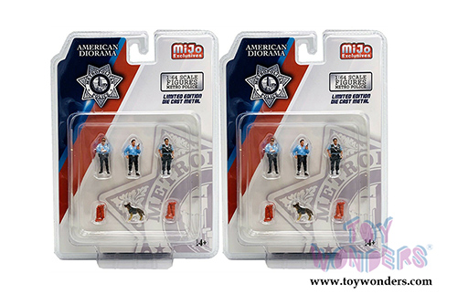 American Diorama/Mijo Exclusives - Metropolitan Police Figure Set (8 pc. set, 1/64 scale diecast metal, Asstd.) 76459MJ