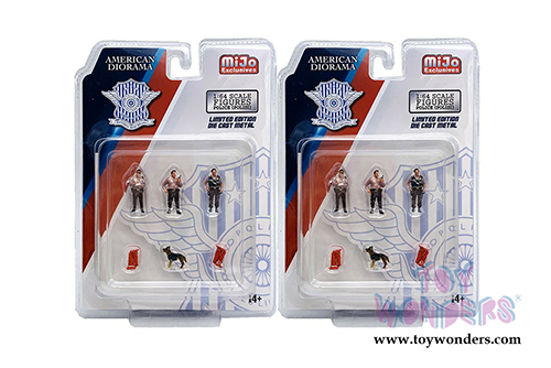 American Diorama/Mijo Exclusives - Indonesia Police Figure Set (8 pc. set, 1/64 scale diecast metal, Asstd.) 76460MJ