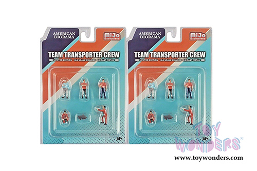 American Diorama/Mijo Exclusives - Team Transporter Crew (6 pc. set, 1/64 scale diecast metal, Asstd.) 76463MJ
