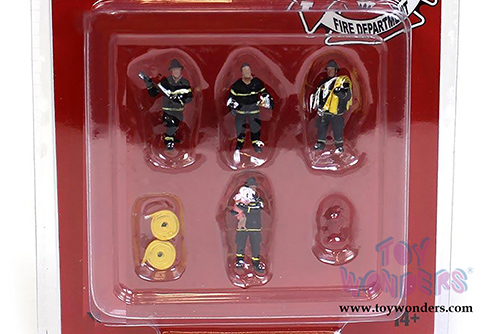American Diorama/Mijo Exclusives - Firefighters Figures Set (6 pc. set, 1/64 scale diecast metal, Asstd.) 76468MJ