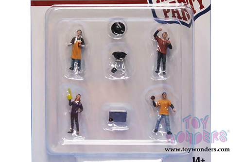 American Diorama/Mijo Exclusives - Tailgate Party Figure Set (6 pc. set, 1/64 scale diecast metal, Asstd.) 76470MJ