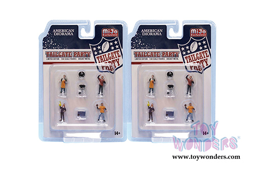 American Diorama/Mijo Exclusives - Tailgate Party Figure Set (6 pc. set, 1/64 scale diecast metal, Asstd.) 76470MJ