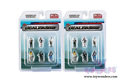 American Diorama/Mijo Exclusives - The Dealership Figure Set (6 pc. set, 1/64 scale diecast metal, Asstd.) 76476MJ