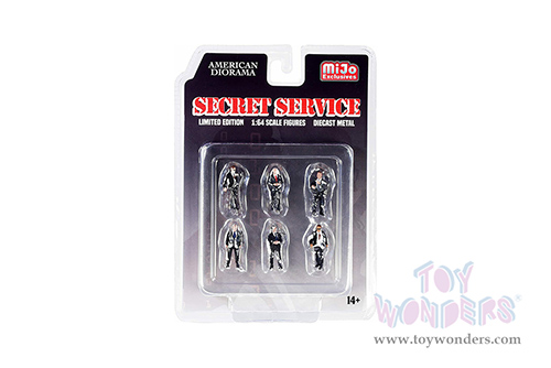 American Diorama/Mijo Exclusives - Secret Service Figurine Set (6 pc. set, 1/64 scale diecast metal, Asstd.) 76479MJ