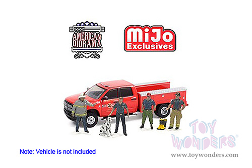 American Diorama/Mijo Exclusives - Firefighters 2 Figurine Set (6 pc. set, 1/64 scale diecast metal, Asstd.) 76482MJ