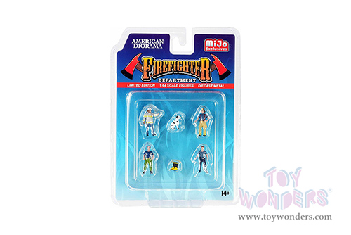 American Diorama/Mijo Exclusives - Firefighters 2 Figurine Set (6 pc. set, 1/64 scale diecast metal, Asstd.) 76482MJ