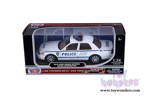 Motormax - Ford Crown Victoria Police Interceptor (2010, 1/24 scale diecast model car, White) 76482WHW