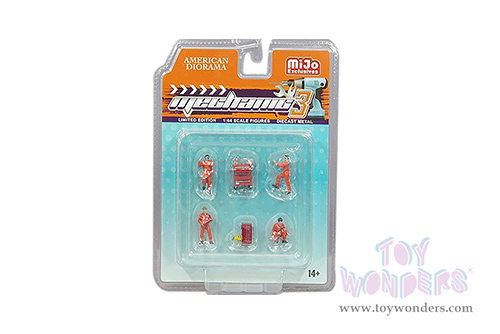 American Diorama/Mijo Exclusives - Mechanic III Figure Set (6 pc. set, 1/64 scale diecast metal, Asstd.) 76483MJ