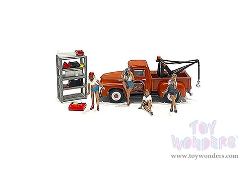 American Diorama/Mijo Exclusives - Lady Mechanic Figurine Set (6 pc. set, 1/64 scale diecast metal, Asstd.) 76484MJ