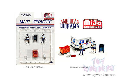 American Diorama/Mijo Exclusives - Mail Service Figure Set (6 pc. set, 1/64 scale diecast metal, Asstd.) 76491MJ