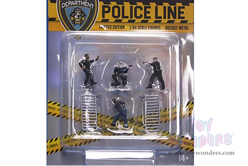 American Diorama/Mijo Exclusives - Police Line Figure Set (6 pc. set, 1/64 scale diecast metal, Asstd.) 76493MJ