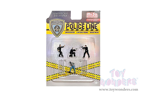 American Diorama/Mijo Exclusives - Police Line Figure Set (6 pc. set, 1/64 scale diecast metal, Asstd.) 76493MJ