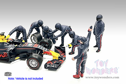 American Diorama Figurines - Formula One F1 Pit Crew Team Blue Set III (1/18 scale, Blue) 76558
