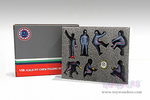 American Diorama Figurines - Formula One F1 Pit Crew Team Blue Set III (1/18 scale, Blue) 76558