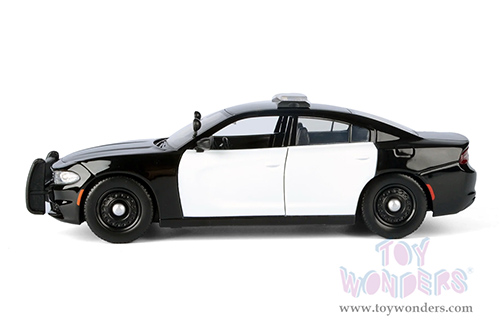 Motormax - Dodge Charger Pursuit Police (2023, 1/24 scale diecast model car, Unmarked Black & White) 76996BK